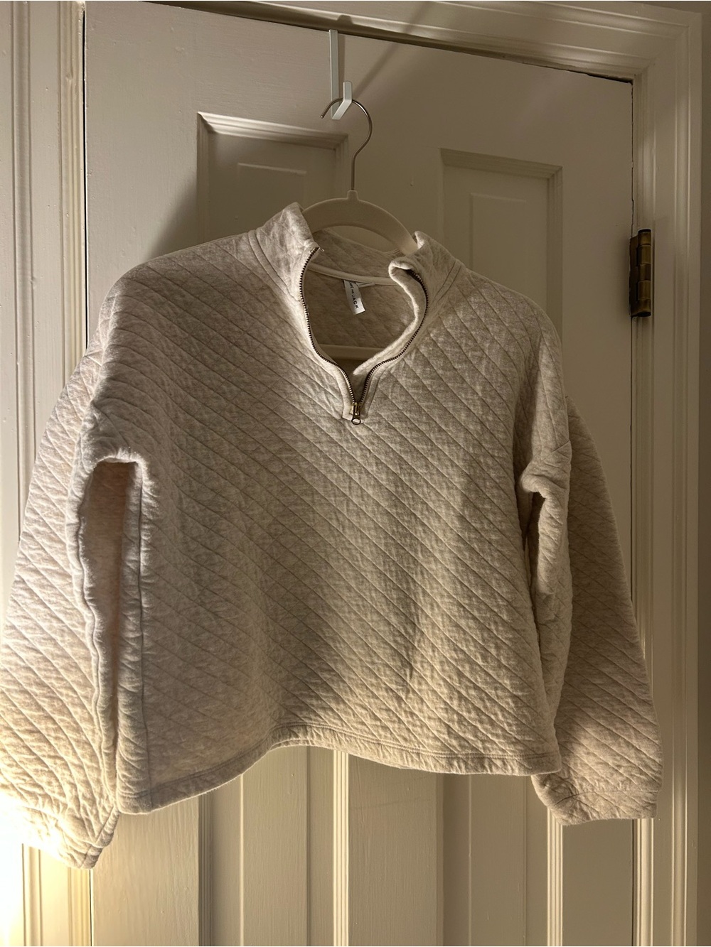 Janie and Jack Quilted Quarter Zip Sweatshirt - Cream